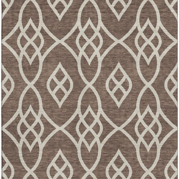 HomeRoots 5' X 8' Chocolate and Beige Trellis Rug – Washable, UV-Protected, Stain-Resistant for Easy Care! 670251