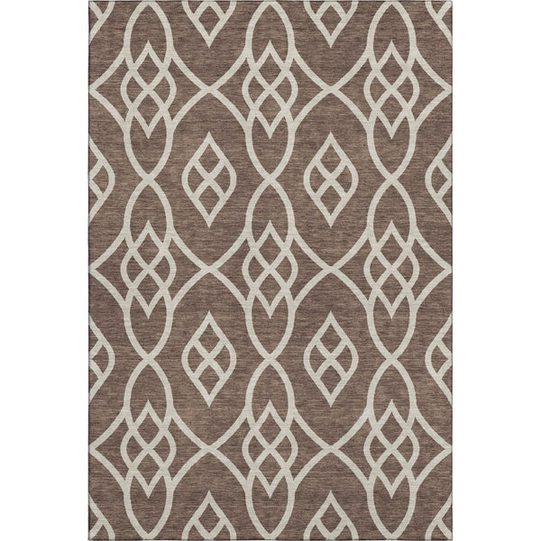 HomeRoots 8' X 10' Chocolate and Beige Trellis Area Rug - Washable, UV-Protected, Stylish for Any Room 670253