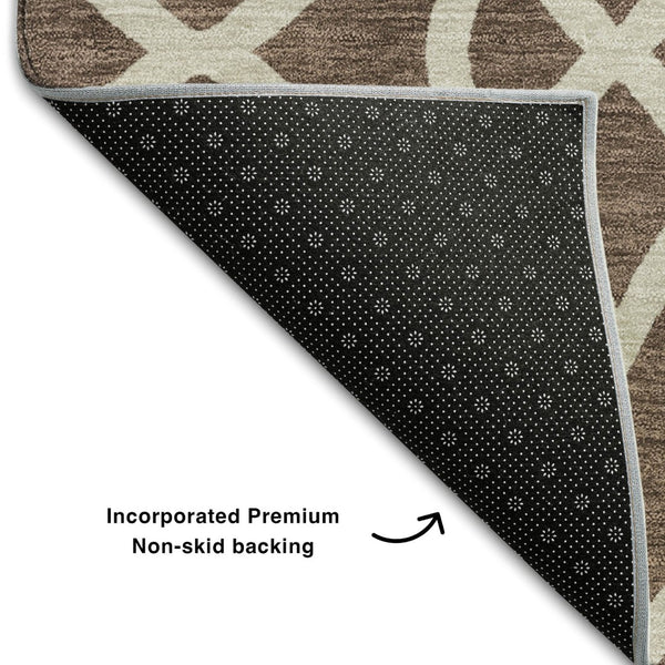 HomeRoots 8' X 10' Chocolate and Beige Trellis Area Rug - Washable, UV-Protected, Stylish for Any Room 670253