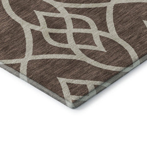 HomeRoots 8' X 10' Chocolate and Beige Trellis Area Rug - Washable, UV-Protected, Stylish for Any Room 670253
