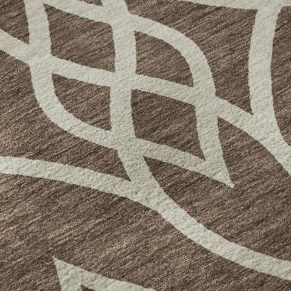HomeRoots 8' X 10' Chocolate and Beige Trellis Area Rug - Washable, UV-Protected, Stylish for Any Room 670253