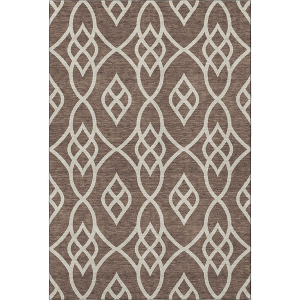 HomeRoots 8' X 10' Chocolate and Beige Trellis Area Rug - Washable, UV-Protected, Stylish for Any Room 670253