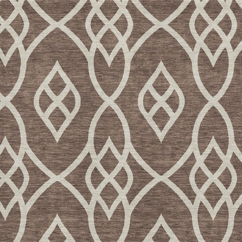 HomeRoots 10' X 14' Chocolate & Beige Trellis Area Rug – Durable, Washable, UV Protected for Homes with Kids & Pets 670255