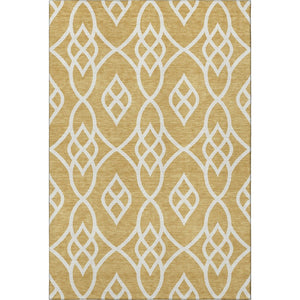 HomeRoots 5' X 8' Gold and Ivory Trellis Area Rug - Washable, UV Protected, Durable Design for Family Spaces 670257