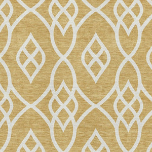 HomeRoots 8' X 10' Gold and Ivory Trellis Area Rug - Stylish, Washable, UV Protected for Family-Friendly Homes 670259