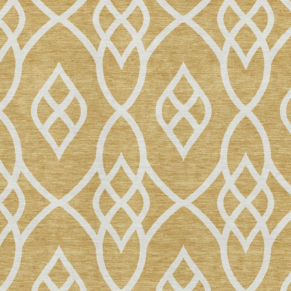 HomeRoots 8' X 10' Gold and Ivory Trellis Area Rug - Stylish, Washable, UV Protected for Family-Friendly Homes 670259