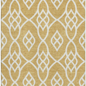 HomeRoots 8' X 10' Gold and Ivory Trellis Area Rug - Stylish, Washable, UV Protected for Family-Friendly Homes 670259