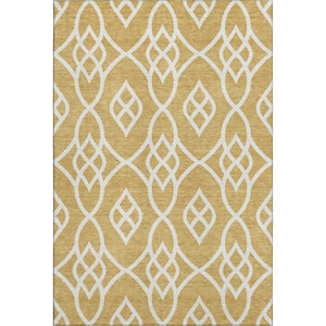 HomeRoots 9' X 12' Elegant Gold and Ivory Trellis Rug - Durable, Washable, UV-Protected for Busy Homes! 670260
