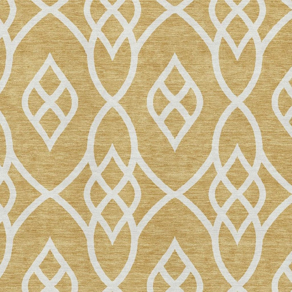 HomeRoots 9' X 12' Elegant Gold and Ivory Trellis Rug - Durable, Washable, UV-Protected for Busy Homes! 670260
