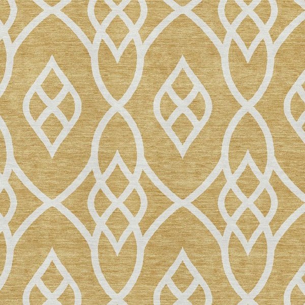 HomeRoots 9' X 12' Elegant Gold and Ivory Trellis Rug - Durable, Washable, UV-Protected for Busy Homes! 670260