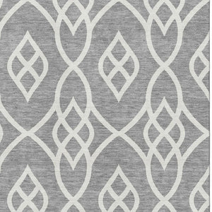 HomeRoots 5' X 8' Gray and Ivory Trellis Area Rug – Washable, UV-Protected, Durable Design for Any Space 670263