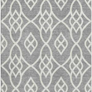 HomeRoots 8' X 10' Gray and Ivory Trellis Washable Area Rug - Stylish, Durable, UV-Protected for Busy Homes 670265