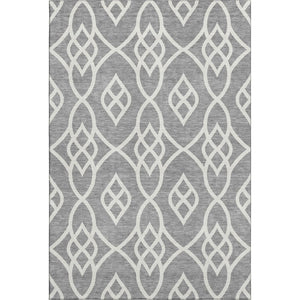 HomeRoots 10' Gray and Ivory Trellis Area Rug - Washable, UV Protected, Stain Resistant for Busy Homes 670267