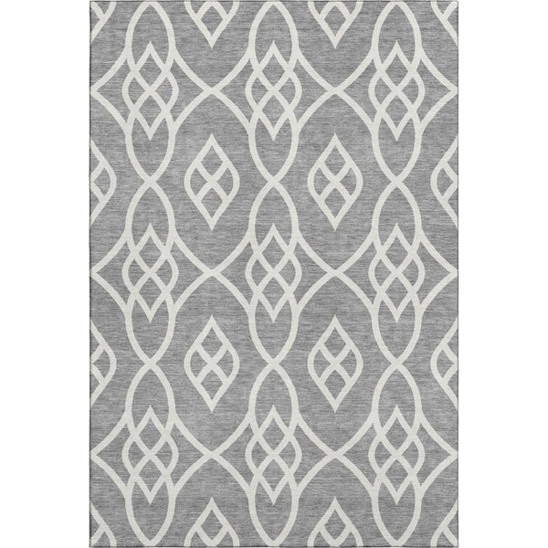 HomeRoots 10' Gray and Ivory Trellis Area Rug - Washable, UV Protected, Stain Resistant for Busy Homes 670267