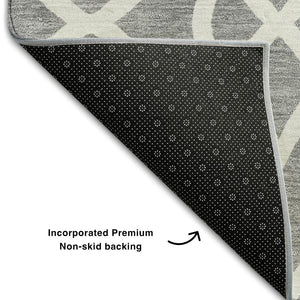 HomeRoots 10' Gray and Ivory Trellis Area Rug - Washable, UV Protected, Stain Resistant for Busy Homes 670267
