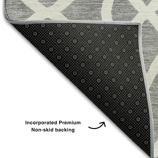 HomeRoots 10' Gray and Ivory Trellis Area Rug - Washable, UV Protected, Stain Resistant for Busy Homes 670267