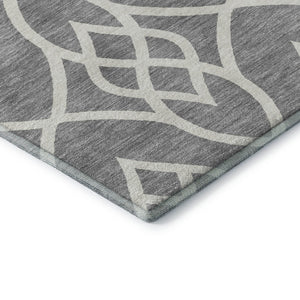 HomeRoots 10' Gray and Ivory Trellis Area Rug - Washable, UV Protected, Stain Resistant for Busy Homes 670267