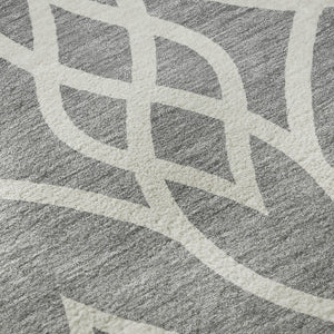 HomeRoots 10' Gray and Ivory Trellis Area Rug - Washable, UV Protected, Stain Resistant for Busy Homes 670267