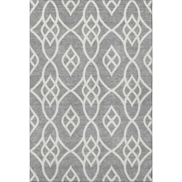 HomeRoots 10' Gray and Ivory Trellis Area Rug - Washable, UV Protected, Stain Resistant for Busy Homes 670267