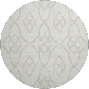 HomeRoots 8' Ivory and Beige Trellis Round Rug - Durable, Washable, UV-Protected for Elegant Living Spaces 670270