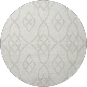 HomeRoots 8' Ivory and Beige Trellis Round Rug - Durable, Washable, UV-Protected for Elegant Living Spaces 670270