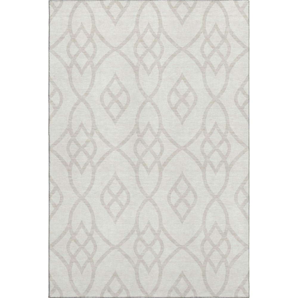 HomeRoots 10' X 14' Ivory & Beige Trellis Area Rug - Durable, Washable, UV-Protected for Stylish Living Spaces 670273