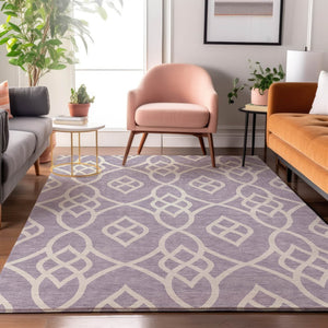 HomeRoots 5' X 8' Elegant Lavender & Ivory Trellis Area Rug – Stain Resistant, UV Protected & Machine Washable! 670275