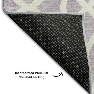 HomeRoots 5' X 8' Elegant Lavender & Ivory Trellis Area Rug – Stain Resistant, UV Protected & Machine Washable! 670275