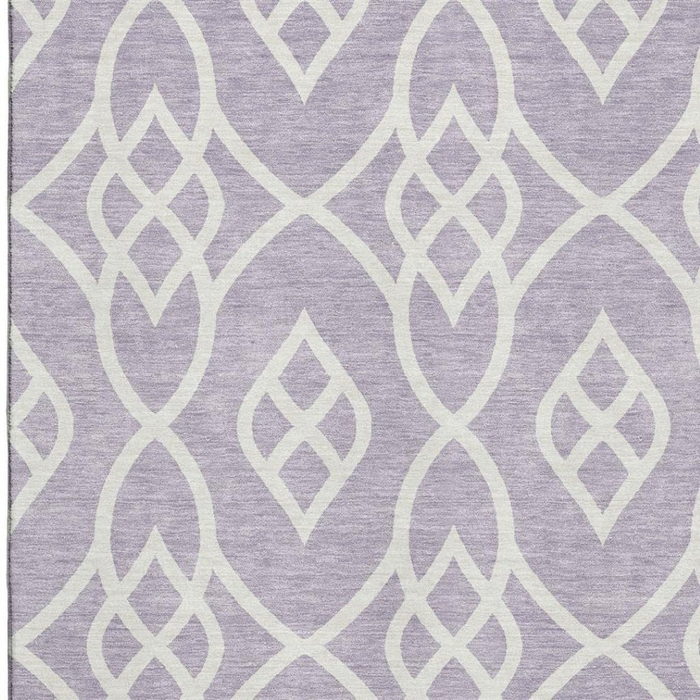 HomeRoots 5' X 8' Elegant Lavender & Ivory Trellis Area Rug – Stain Resistant, UV Protected & Machine Washable! 670275