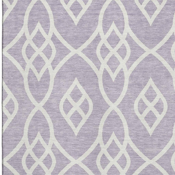 HomeRoots 5' X 8' Elegant Lavender & Ivory Trellis Area Rug – Stain Resistant, UV Protected & Machine Washable! 670275