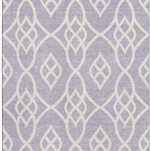 HomeRoots 5' X 8' Elegant Lavender & Ivory Trellis Area Rug – Stain Resistant, UV Protected & Machine Washable! 670275