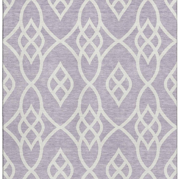 HomeRoots 5' X 8' Elegant Lavender & Ivory Trellis Area Rug – Stain Resistant, UV Protected & Machine Washable! 670275