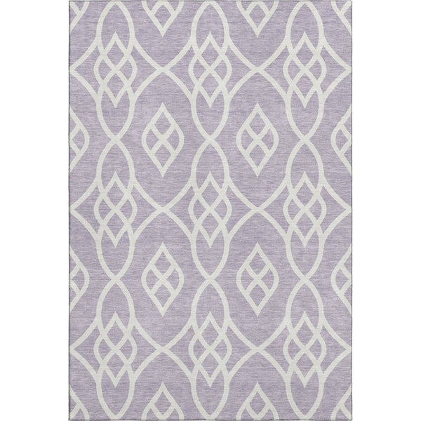 HomeRoots 10' X 14' Elegant Lavender & Ivory Trellis Washable Area Rug with UV Protection for Homes 670279