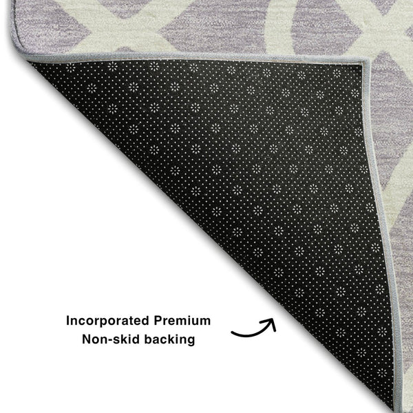 HomeRoots 10' X 14' Elegant Lavender & Ivory Trellis Washable Area Rug with UV Protection for Homes 670279
