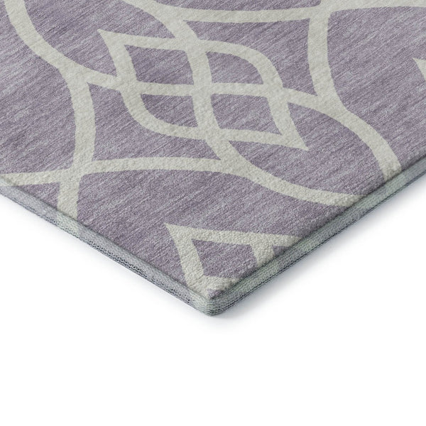 HomeRoots 10' X 14' Elegant Lavender & Ivory Trellis Washable Area Rug with UV Protection for Homes 670279