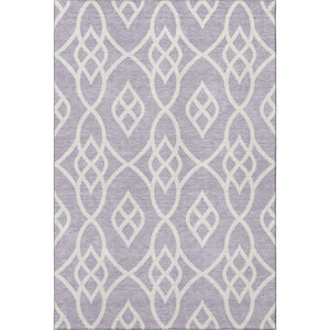 HomeRoots 10' X 14' Elegant Lavender & Ivory Trellis Washable Area Rug with UV Protection for Homes 670279