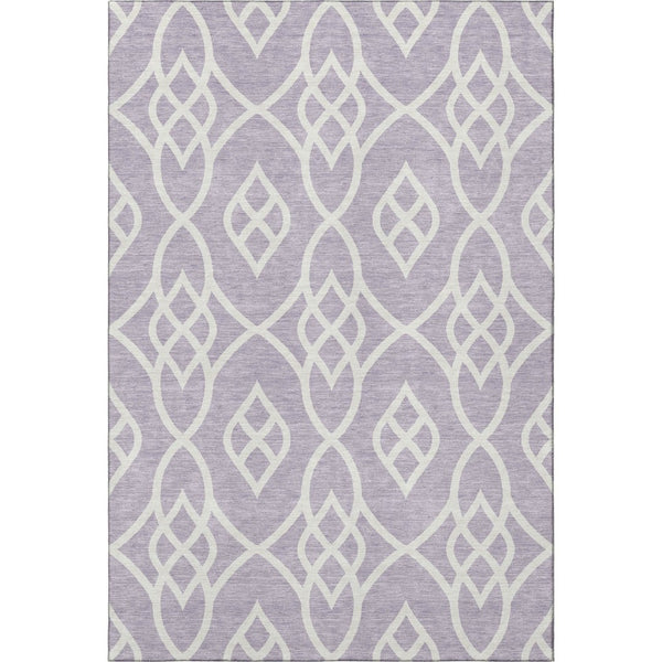 HomeRoots 10' X 14' Elegant Lavender & Ivory Trellis Washable Area Rug with UV Protection for Homes 670279