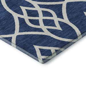 HomeRoots 8' X 10' Navy Blue & Ivory Trellis Area Rug - Durable, Stain-Resistant, UV Protected for All Spaces 670283