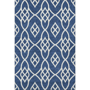 HomeRoots 9' X 12' Navy Blue Trellis Area Rug – Washable, UV-Protected, Durable Design for High Traffic Spaces 670284