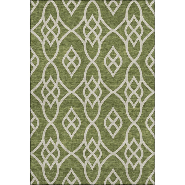 HomeRoots 5' X 8' Olive Green Trellis Area Rug – Stylish, Washable, UV-Protected, Kid & Pet Friendly Design! 670287
