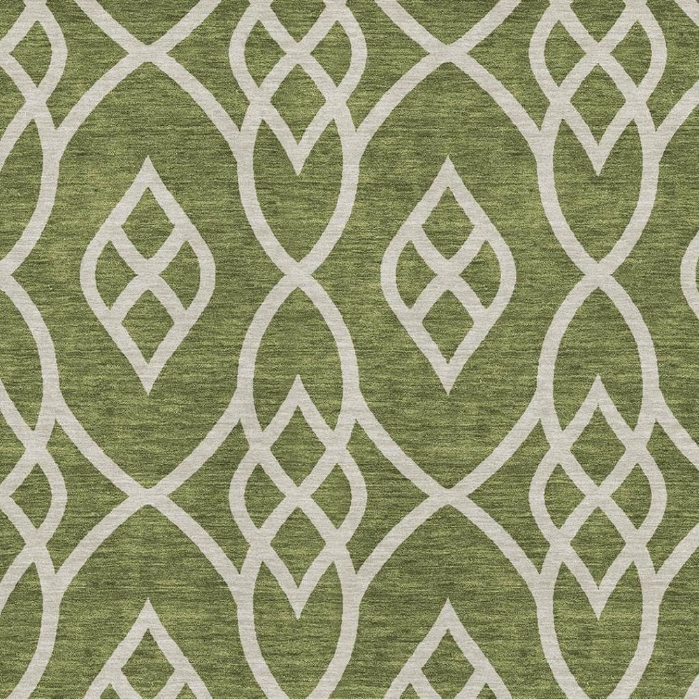 HomeRoots 5' X 8' Olive Green Trellis Area Rug – Stylish, Washable, UV-Protected, Kid & Pet Friendly Design! 670287