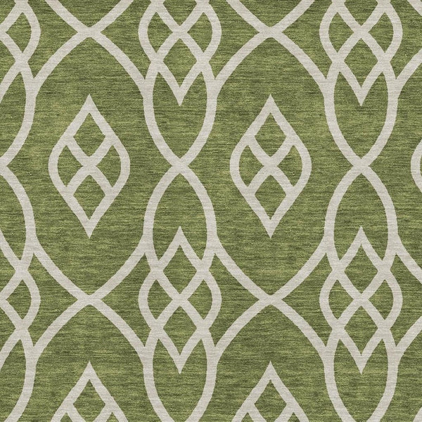 HomeRoots 5' X 8' Olive Green Trellis Area Rug – Stylish, Washable, UV-Protected, Kid & Pet Friendly Design! 670287