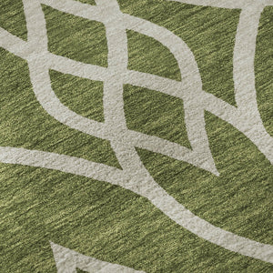 HomeRoots 8' Olive Green Trellis Round Rug - Washable, UV Protected, Durable & Stylish for Indoor/Outdoor Use 670288