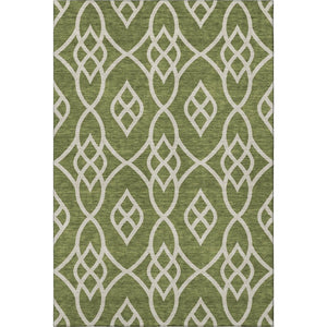 HomeRoots 8' X 10' Olive Green and Ivory Trellis Washable Area Rug - UV Protected, Stain Resistant, Stylish Comfort 670289