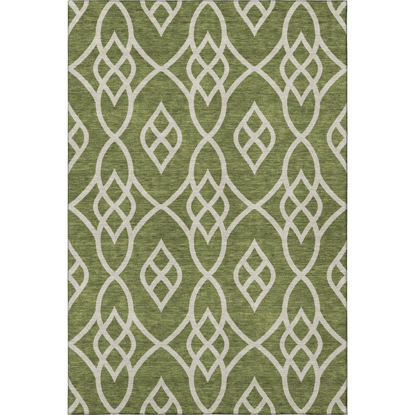 HomeRoots 8' X 10' Olive Green and Ivory Trellis Washable Area Rug - UV Protected, Stain Resistant, Stylish Comfort 670289