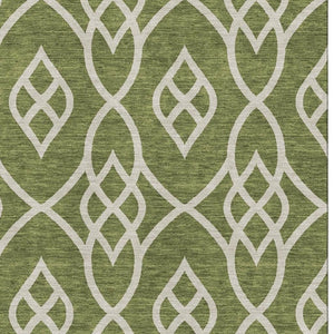 HomeRoots 9' X 12' Olive Green Trellis Area Rug - Washable, UV Protected, Durable for High-Traffic Spaces 670290