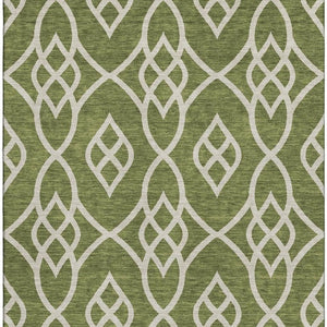 HomeRoots 9' X 12' Olive Green Trellis Area Rug - Washable, UV Protected, Durable for High-Traffic Spaces 670290