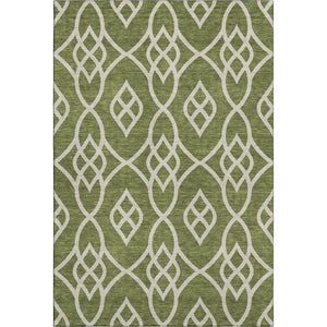 HomeRoots 10' X 14' Olive Green Trellis Area Rug – Washable, UV Protected, Perfect for Homes with Kids & Pets! 670291