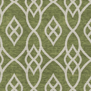 HomeRoots 10' X 14' Olive Green Trellis Area Rug – Washable, UV Protected, Perfect for Homes with Kids & Pets! 670291