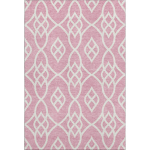 HomeRoots 8' X 10' Pink and Ivory Trellis Area Rug with Stain Resistance and UV Protection for Versatile Living 670295